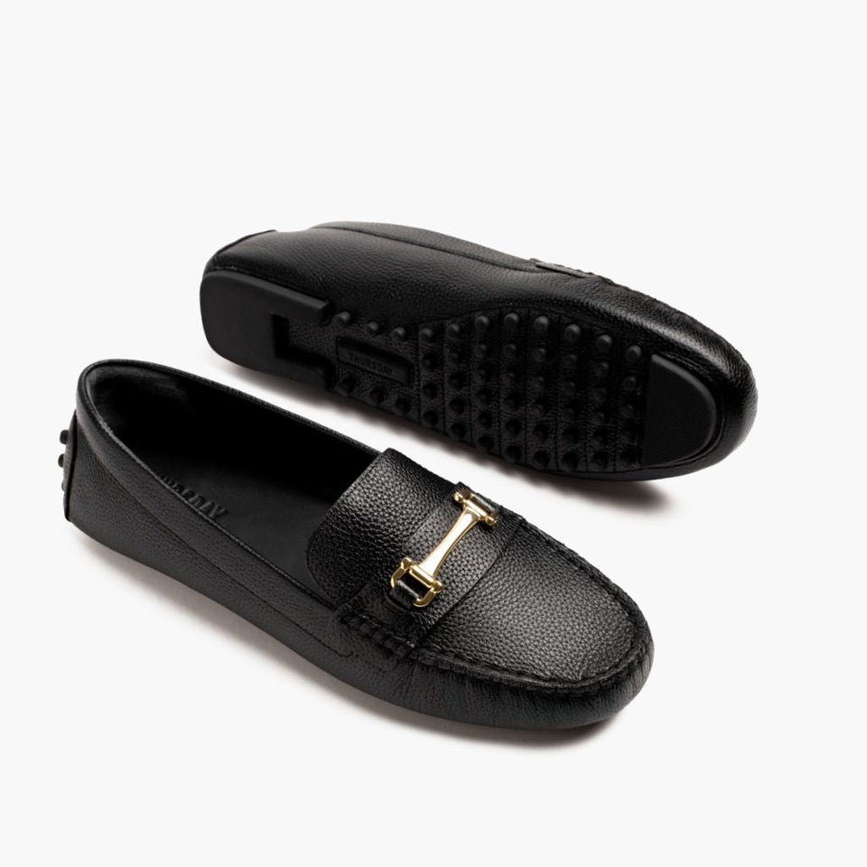 Driving Loafer | Black & Gold