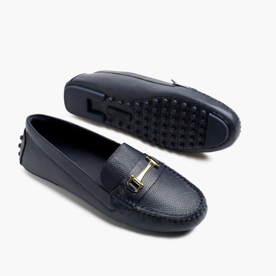 Driving Loafer | Navy & Gold