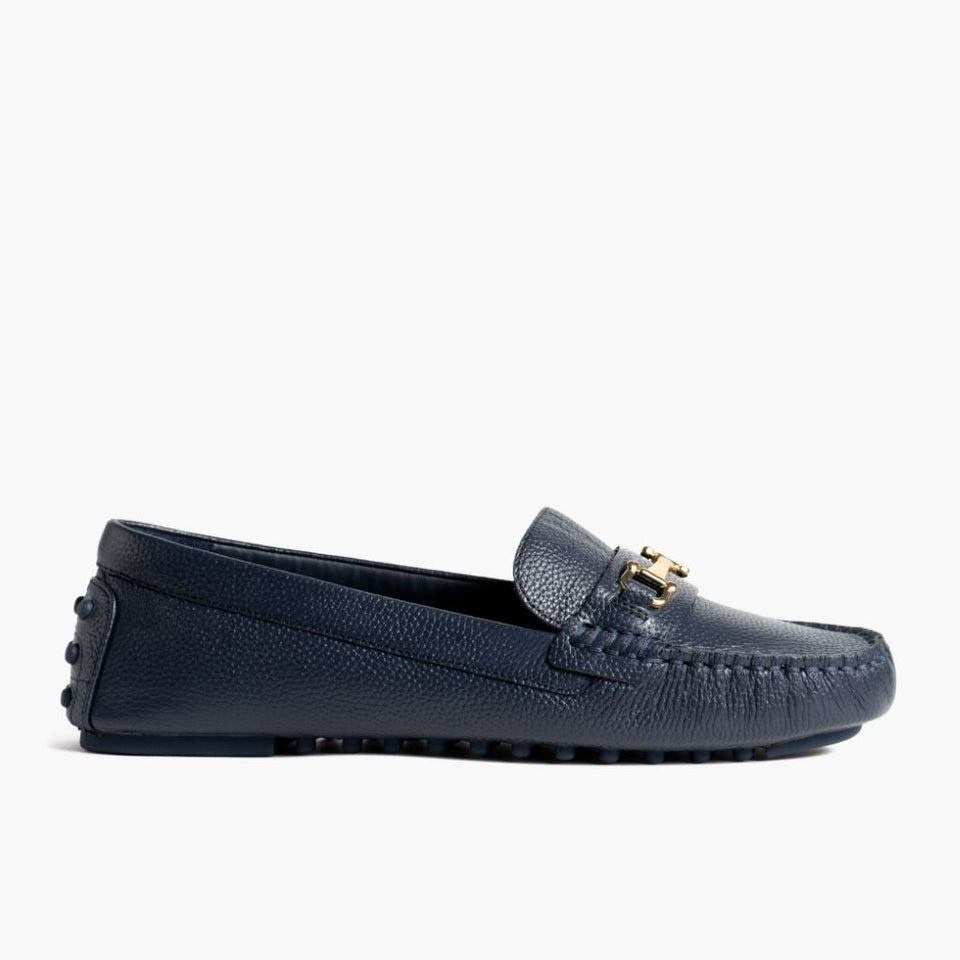 Driving Loafer | Navy & Gold