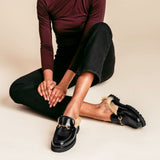 Penny Mule | Black & Beige Shearling