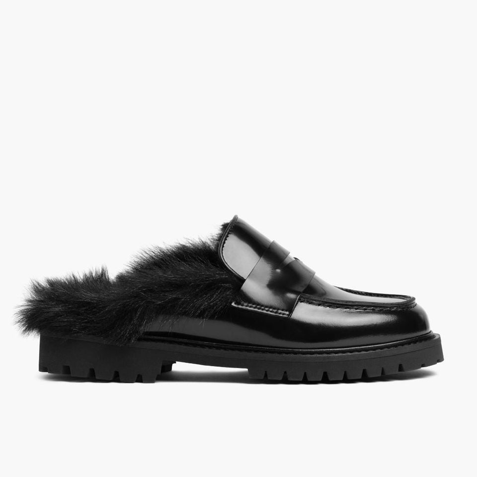 Penny Mule | Black Shearling